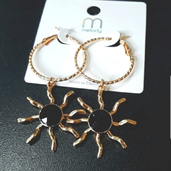 melody Jewelry - 3 for $15 Hoop Sun Charm Earrings